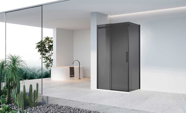 Душевой уголок Vincea Комо-Н (Como-N) VSR-4CN8014CGB, 1400*800, черный, стекло тонированное