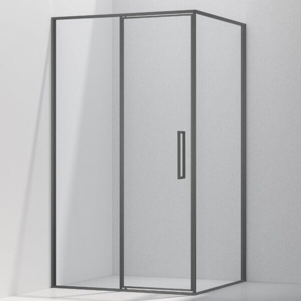 Душевой уголок Vincea Слим 8 (Slim 8mm) VSR-4SLP9012CLGM, 1200*900, вороненая сталь, стекло прозрачное