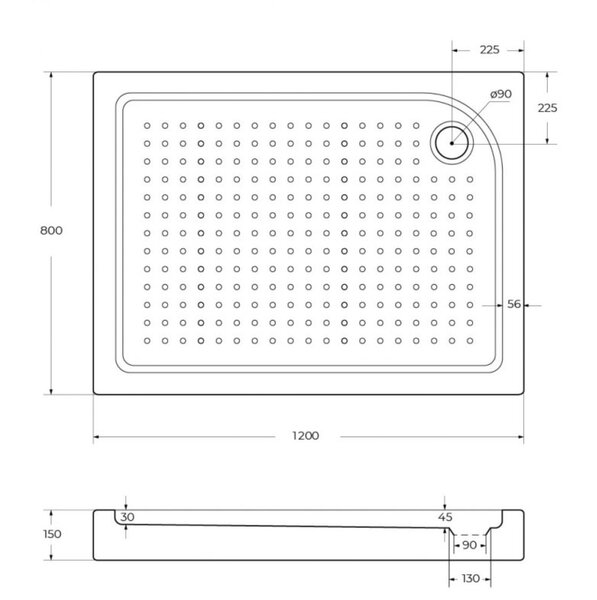 Душевой поддон Belbagno TRAY-BB-AH-120/80-15-W-R 120х80