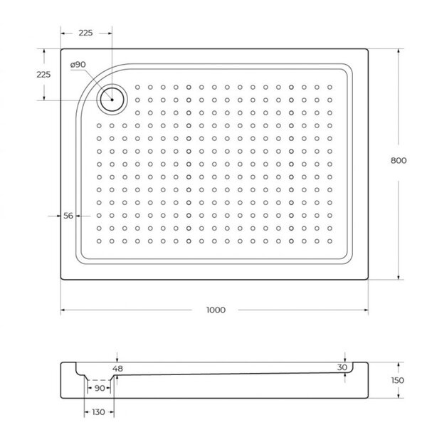 Душевой поддон Belbagno TRAY-BB-AH-100/80-15-W-L 100х80