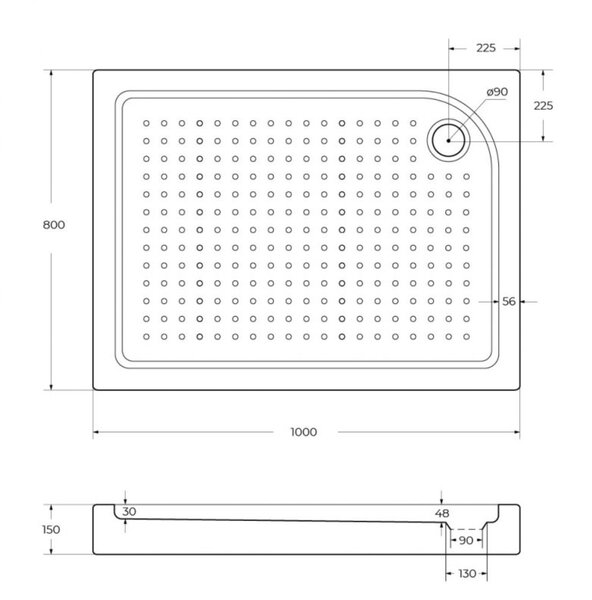 Душевой поддон Belbagno TRAY-BB-AH-100/80-15-W-R 100х80