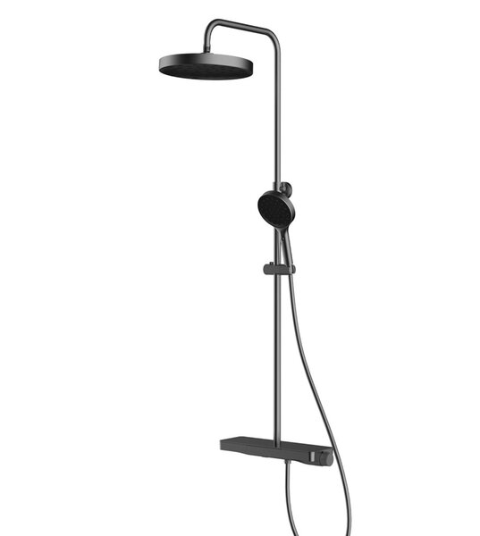 Душевая стойка Vincea Inspire VSFS-3I12TGM термостатическая с изливом, 30см верх.душ, вороненая сталь