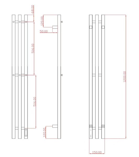 Полотенцесушитель электрический с/т Comfysan Альто-К (Alto-K) EC-3 120/12, брашированная медь, гальв