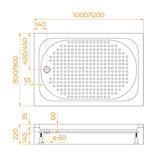 Душевой поддон RGW RGW LUX/TN 120х90