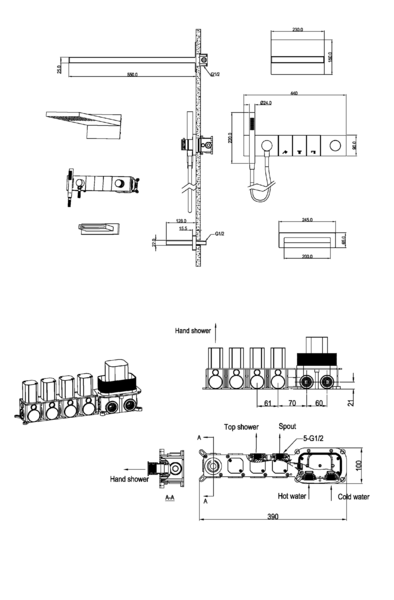 Встроенная душевая система с изливом Boheme Zodiac Matt White 132-2-MW белый матовый