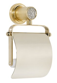 Держатель для туалетной бумаги с крышкой Boheme Royal Cristal 10921-G золото