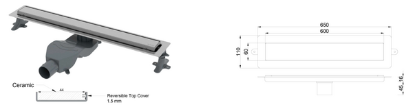 Душевой лоток Boheme Premium Linear 982-60-B черный матовый 60 см