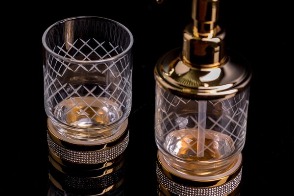 Настольный стакан ROYALE CRISTAL BLACK GOLD Boheme 10931-G-B