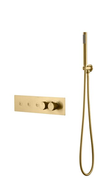 Смеситель Boheme FUSION TERMO с ручным душем MATT GOLD 131-SYS-MG цвет матовое золото