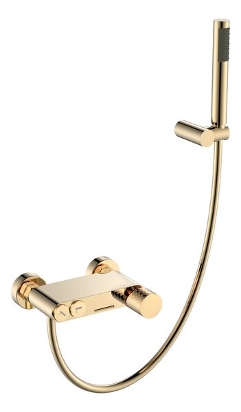 Смеситель для ванны Boheme STICK 123-GG GOLD с ручкой DIAMOND
