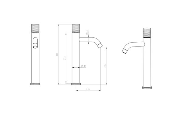 Смеситель Boheme STICK 122-GM.2 Gun Metal высокий с ручкой LINEA