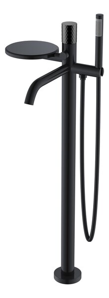 Смеситель Boheme STICK 129-BB для ванны напольный BLACK c ручкой DIMOND