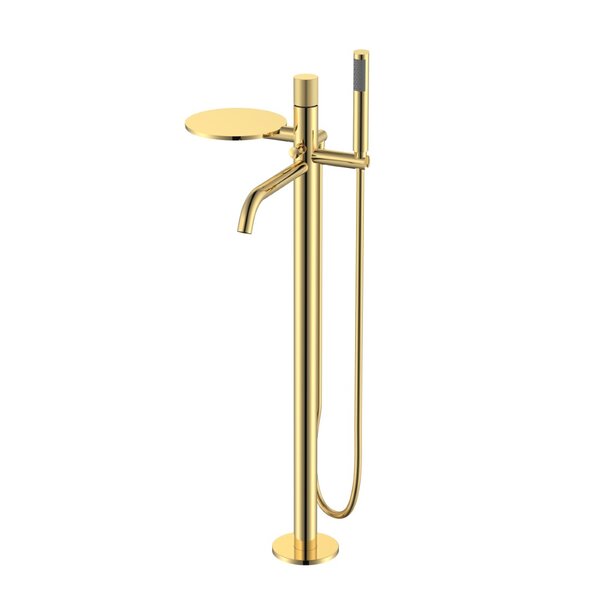 Смеситель Boheme STICK 129-GG.4 для ванны напольный GOLD c ручкой SPIRALE