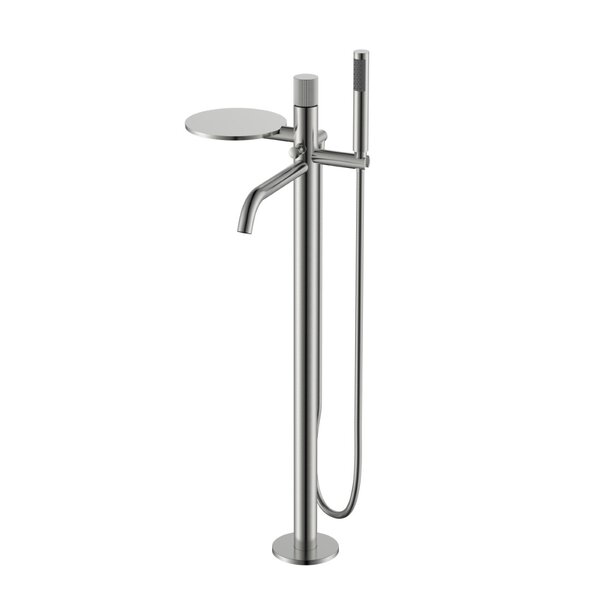 Смеситель Boheme STICK 129-NB.3 для ванны напольный Nickel Brush c ручкой LINEA