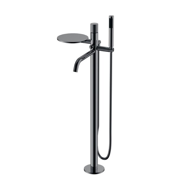 Смеситель Boheme STICK 129-SGM.4 для ванны напольный Shine Gun Metal c ручкой SPIRALE