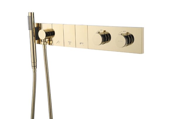 Смеситель Boheme ZODIAC THERMO с ручным душем GOLD 133-SYS-G цвет золото глянцевое