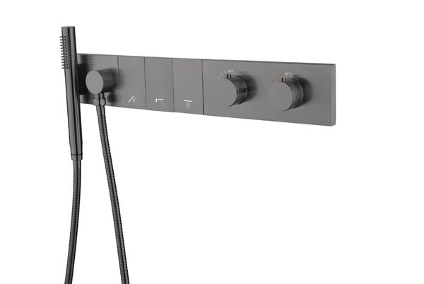 Смеситель Boheme ZODIAC THERMO с ручным душем GUN METAL 133-SYS-GM цвет вороненая сталь