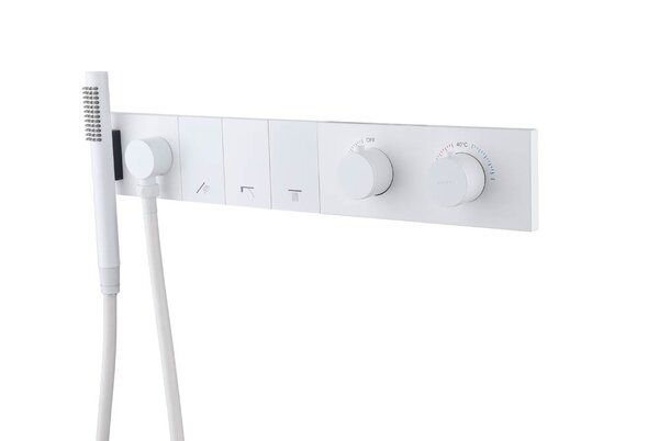 Смеситель Boheme ZODIAC THERMO с ручным душем MATT WHITE 133-SYS-MW цвет белый матовый