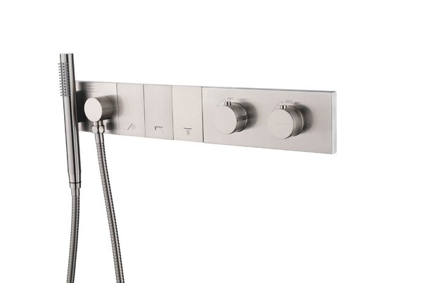 Смеситель Boheme ZODIAC THERMO с ручным душем NIKEL BRUSH 133-SYS-NB цвет никель