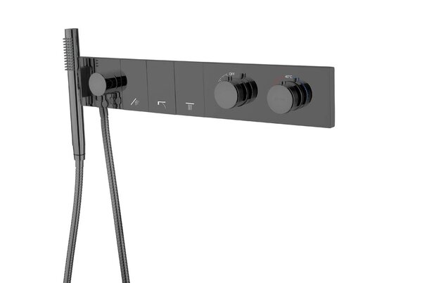 Смеситель Boheme ZODIAC THERMO с ручным душем SHINE GUN METAL 133-SYS-SGM цвет вороненая сталь