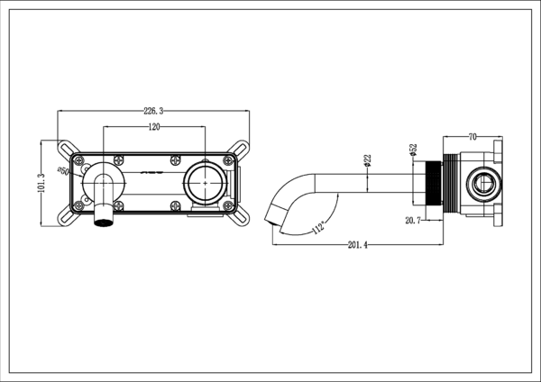 Смеситель для раковины Boheme TECH 158/2-MG Матовое золото