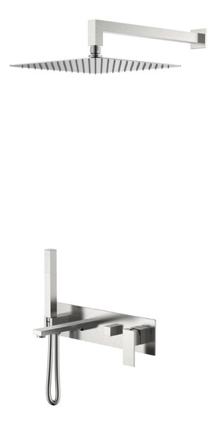 Смеситель встроенный + верхний+ ручной душ Boheme Qubic Brushed Nickel 474-NB