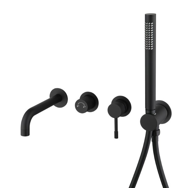Смеситель для ванны встроенный Boheme Qubic 464-3-B Черный матовый