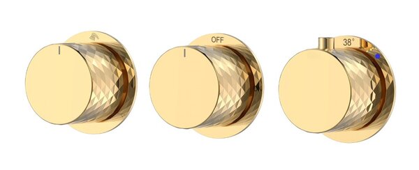 Смеситель Boheme встроенный с термостатом STICK DIAMOND GOLD 3-проходной 124-T-3-G.1 цвет золото глянцевое