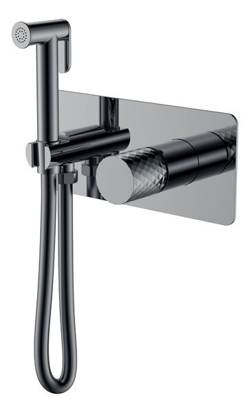 Гигиенический душ со смесителем Boheme Stick 127-SGM Shine Gun Metal c ручкой DIAMOND