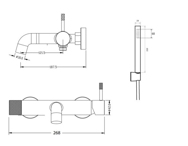 Смеситель Boheme Uno 463-SGM Shine Gun Metall для ванны