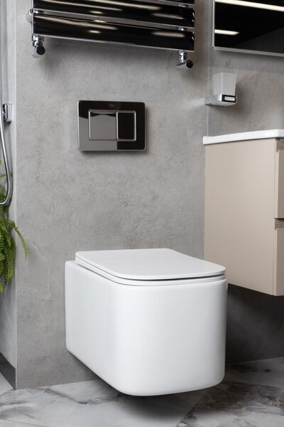 Унитаз подвесной Boheme Mane 970-SET-W безободковый, с микролифтом, белый глянец