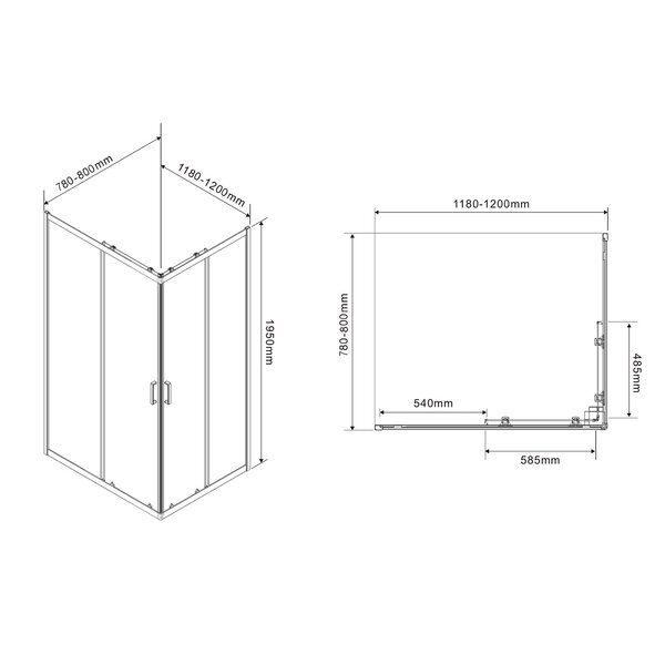 Душевой уголок Azario Париж 1200х800х1950 стекло Шиншилла 5 мм, профиль хром (AZ-R06-12080-CH-CHC)
