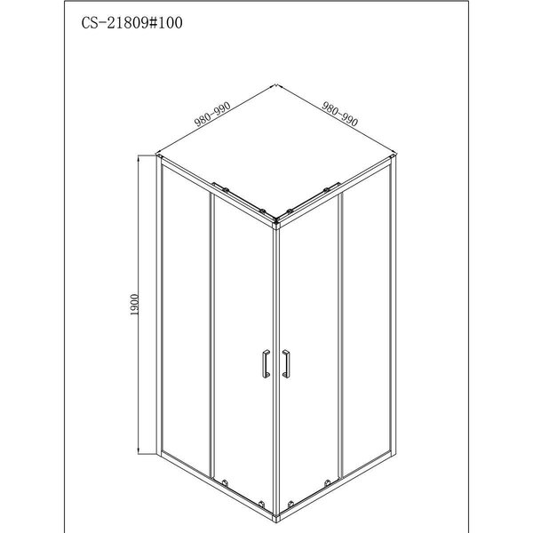 Душевой уголок Loranto NEO 100x100x190 прозрачное закаленное стекло 5 мм, профиль черный (CS-21809B-100)
