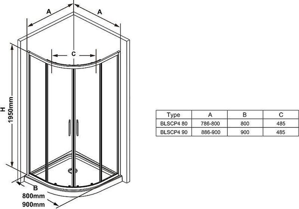 Душевой уголок Ravak Blix BLSCP4-90 90x90 стекло Transparent, профиль Черный (X3BM70300Z1)