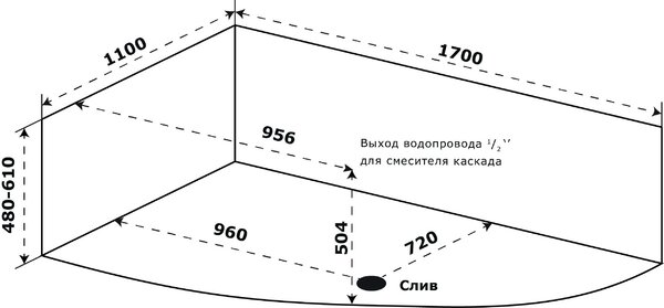Ванна акриловая Azario Микона 170х110 правая МИВ0004