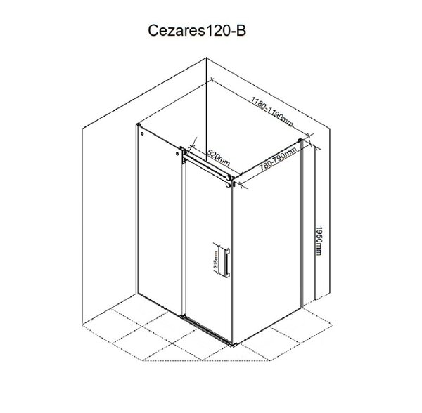 Душевое ограждение Ceruttispa ЧЕЗАС (CEZA'S) 120 (120х90x195)