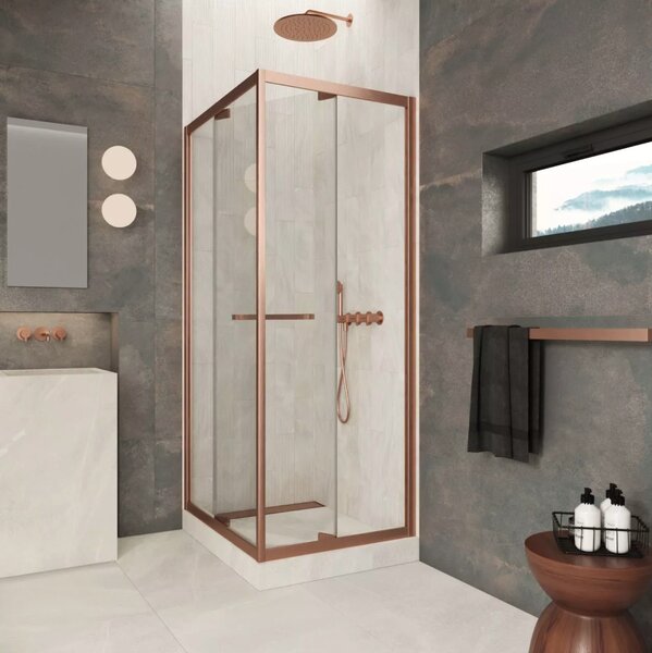 Душевой уголок Vegas-glass Z+ZPV Inside 60*70 12 01 стекло прозрачное, профиль медь, 60х70 см