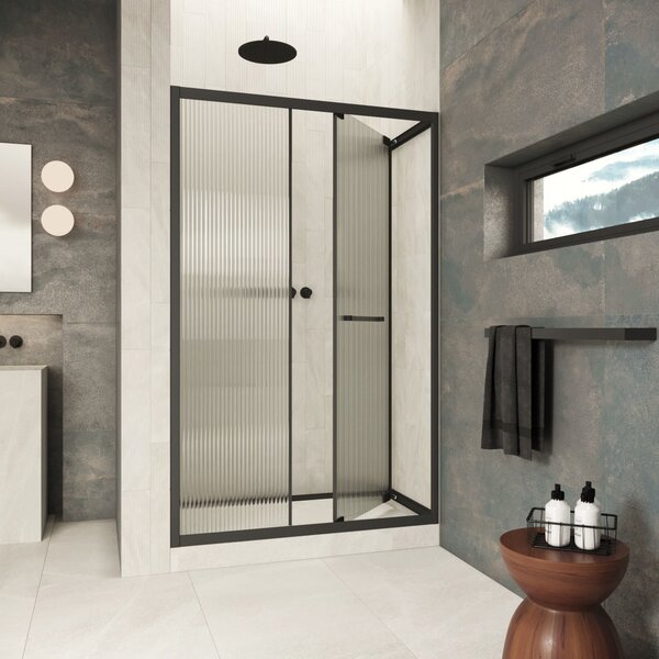 Душевая дверь Vegas-glass ZP Inside 110 02M Moru стекло Moru, профиль черный матовый, 110х200 см. Размер регулировки 109-111 см.