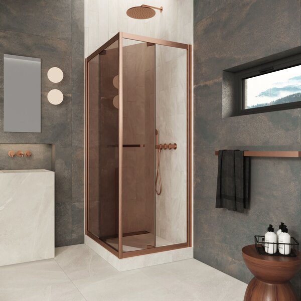Душевой уголок Vegas-glass Z+ZPV Inside 60*90 12 05 стекло бронза, профиль медь, 60х90 см