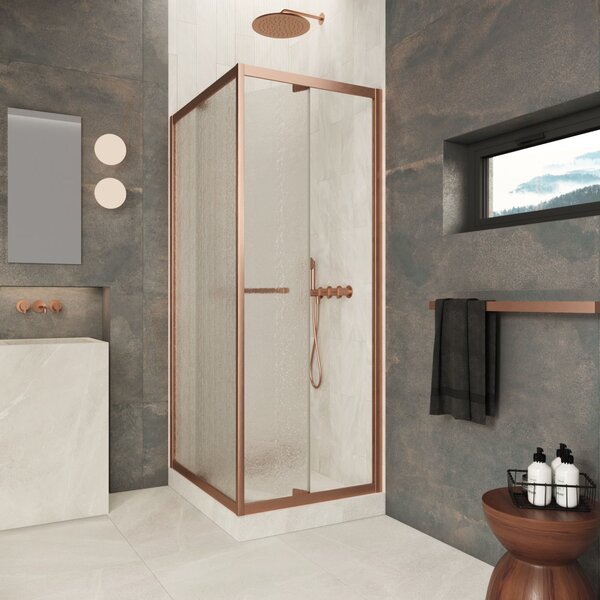 Душевой уголок Vegas-glass Z+ZPV Inside 60*90 12 02 стекло шиншилла, профиль медь, 60х90 см