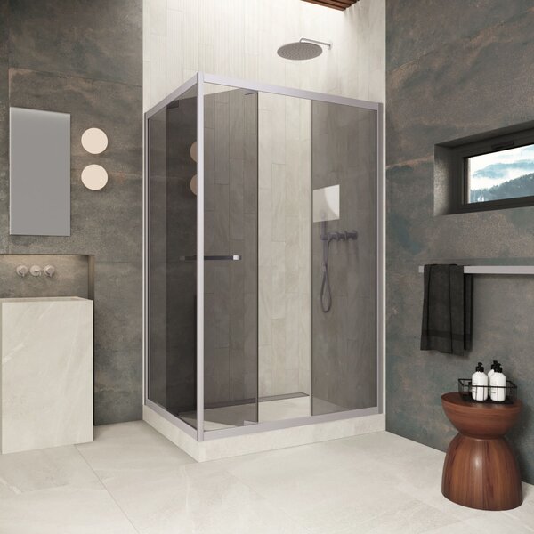 Душевой уголок Vegas-glass ZP+ZPV Inside 100*90 07 07 стекло графит, профиль матовый хром, 100х90 см