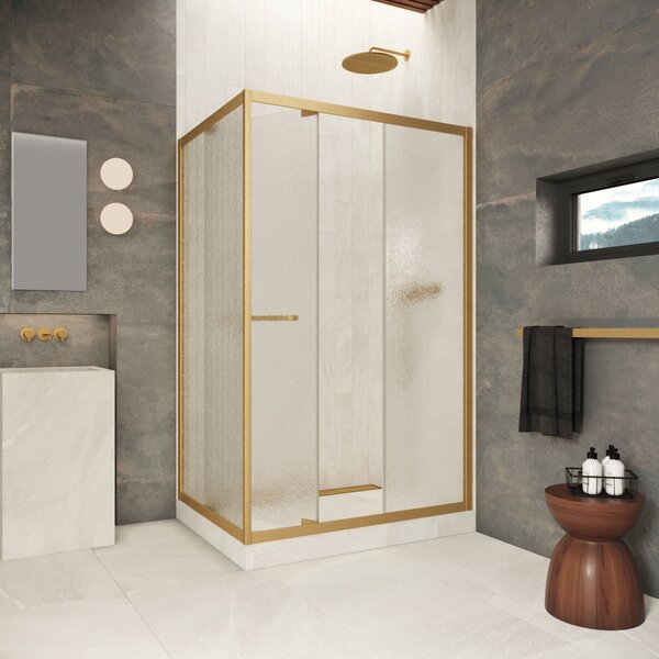 Душевой уголок Vegas-glass ZP+ZPV Inside 110*100 03 02 стекло шиншилла, профиль золото матовое, 110х100 см