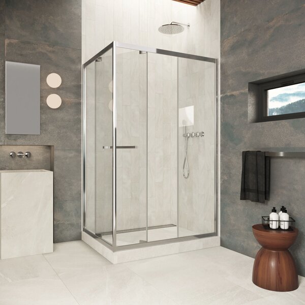 Душевой уголок Vegas-glass ZP+ZPV Inside 110*100 08 01 стекло прозрачное, профиль глянцевый хром, 110х100 см