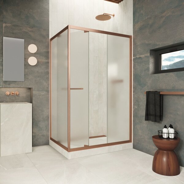 Душевой уголок Vegas-glass ZP+ZPV Inside 120*90 12 10 стекло сатин, профиль медь, 120х90 см