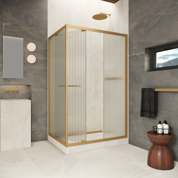 Душевой уголок Vegas-glass ZP+ZPV Inside 130*100 03 Moru стекло Moru, профиль золото матовое, 130х100 см