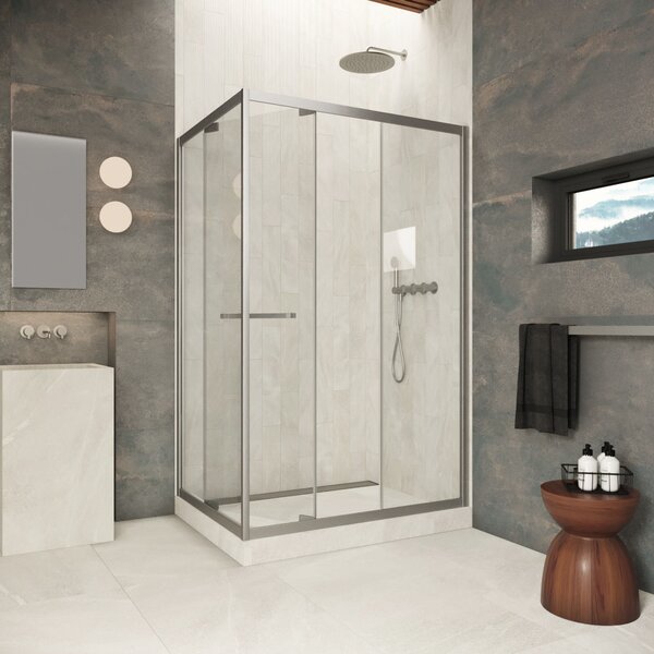 Душевой уголок Vegas-glass ZP+ZPV Inside 130*100 11 01 стекло прозрачное, профиль оружейная сталь, 130х100 см