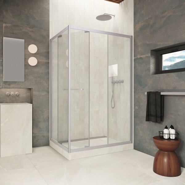 Душевой уголок Vegas-glass ZP+ZPV Inside 140*90 07 01 стекло прозрачное, профиль матовый хром, 140х90 см