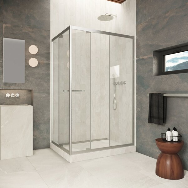 Душевой уголок Vegas-glass ZP+ZPV Inside 150*80 04 01 стекло прозрачное, профиль никель, 150х80 см