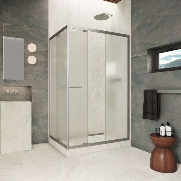 Душевой уголок Vegas-glass ZP+ZPV Inside 150*80 11 10 стекло сатин, профиль оружейная сталь, 150х80 см