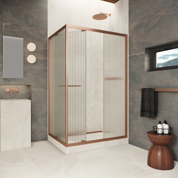 Душевой уголок Vegas-glass ZP+ZPV Inside 150*90 12 Moru стекло Moru, профиль медь, 150х90 см